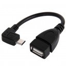 OTG kábel 90stupňový MicroUSB / USB čierny 13cm