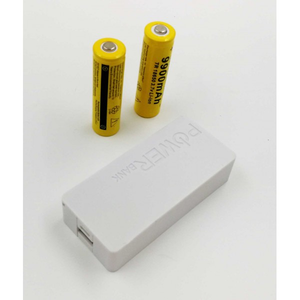USB Power Banka na 2x 18650 batérie biela