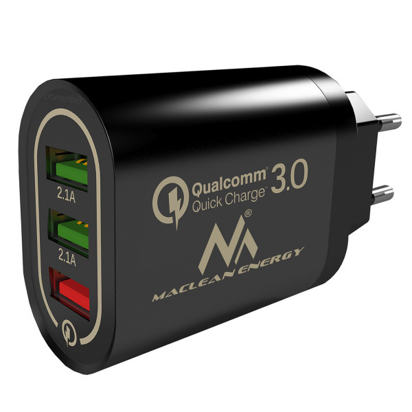 Maclean Energy nabíjačka QC 3.0 MCE479 B - čierna Qualcomm Quick Charge 3,6-6V / 3A, 6-9V / 2A, 9-12V / 1,5A