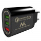 Maclean Energy nabíjačka QC 3.0 MCE479 B - čierna Qualcomm Quick Charge 3,6-6V / 3A, 6-9V / 2A, 9-12V / 1,5A